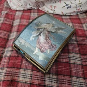 Vintage Enesco Co Thomas Cathey Collection Iridescent Blue/Gold Mirror Music Box